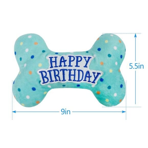 Dog Birthday Toys, Plush Dog Crinkle Squeaky Toys, Dog Chew Toys Bone - Picture 5 of 5